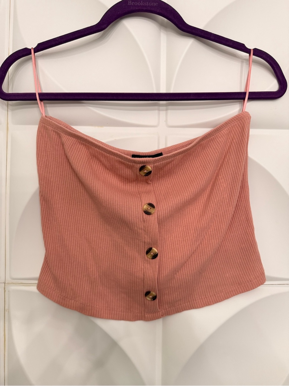 Ambiance Ribbed Button-Front Tube Top